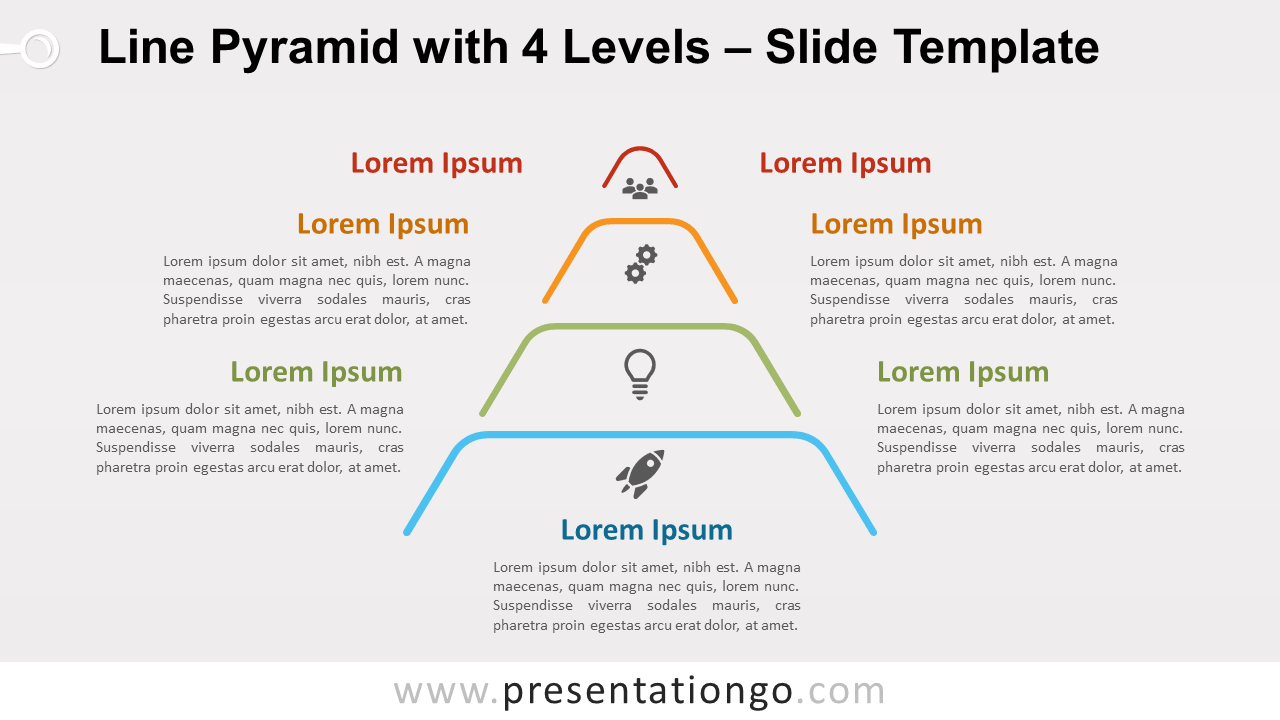 Free Line Pyramid 4 Levels for PowerPoint and Google Slides
