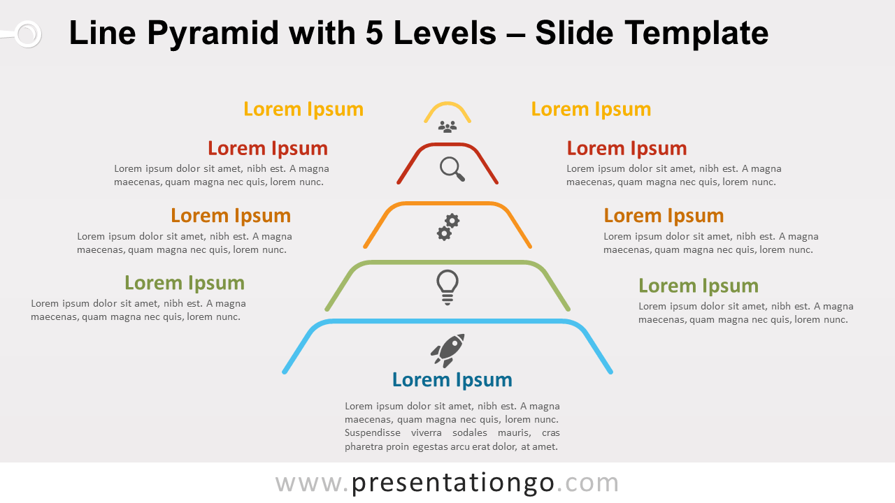 Free Line Pyramid 5 Levels for PowerPoint and Google Slides