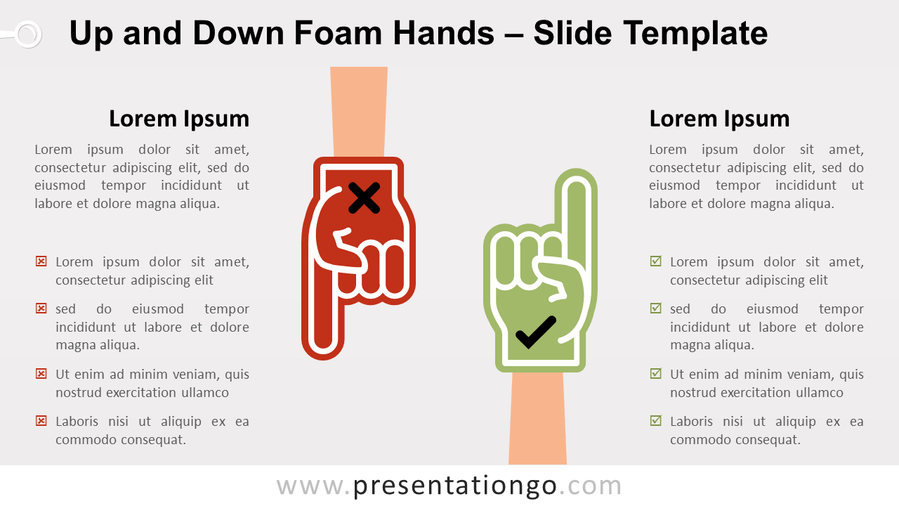 Free Up and Down Foam Hands for PowerPoint and Google Slides