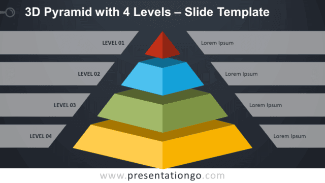 3D Pyramid with 4 Levels Infographic for PowerPoint and Google Slides Free 3D Pyramid with 4 Levels Infographic for PowerPoint and Google Slides