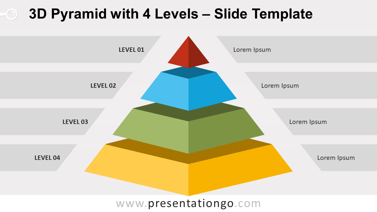 Free 3D Pyramid with 4 Levels for PowerPoint and Google Slides