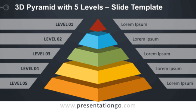 3D Pyramid with 5 Levels Infographic for PowerPoint and Google Slides Free 3D Pyramid with 5 Levels Infographic for PowerPoint and Google Slides