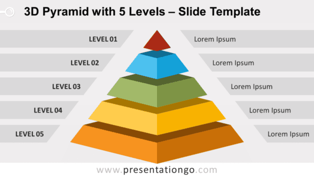 3D Pyramid with 5 Levels for PowerPoint and Google Slides Free 3D Pyramid with 5 Levels for PowerPoint and Google Slides