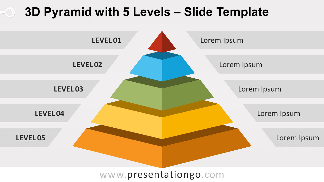 Free 3D Pyramid with 5 Levels for PowerPoint and Google Slides