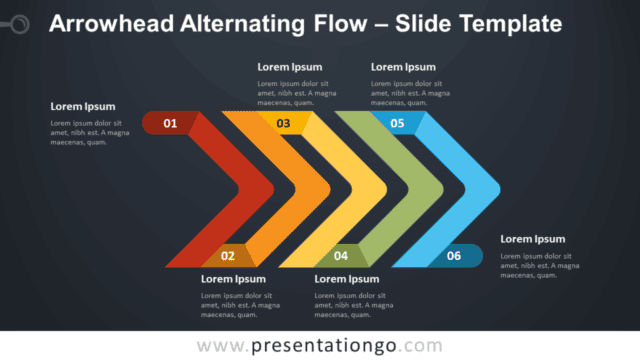 Arrowhead Alternating Flow Diagram for PowerPoint and Google Slides Free Arrowhead Alternating Flow Diagram for PowerPoint and Google Slides