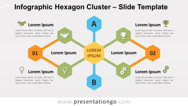 Free Infographic Hexagon Cluster Chart for PowerPoint and Google Slides