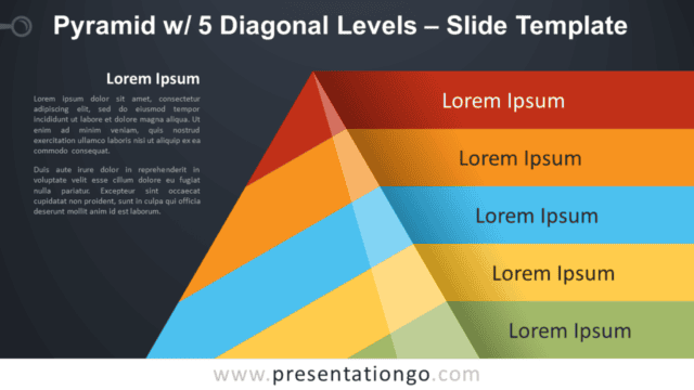 Free Pyramid with 5 Diagonal Levels Infographic for PowerPoint and Google Slides