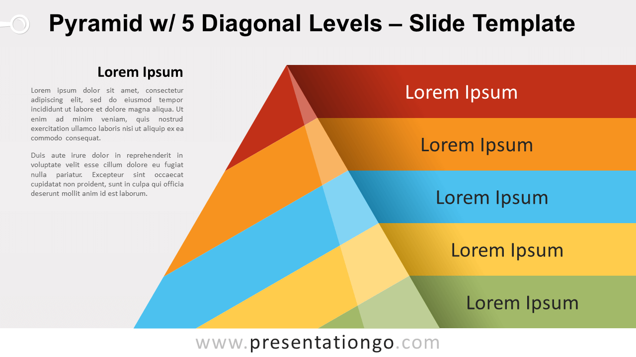 Free Pyramid with 5 Diagonal Levels for PowerPoint and Google Slides
