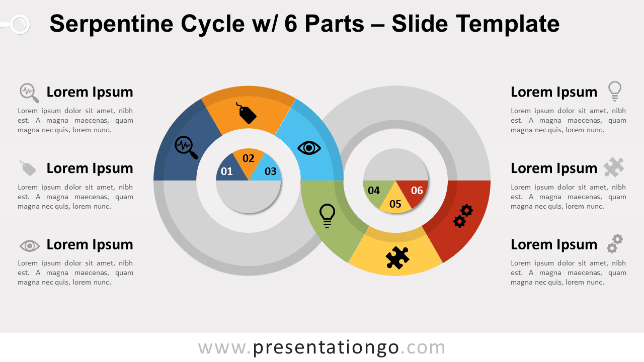 Free Serpentine Cycle with 6 Parts for PowerPoint and Google Slides