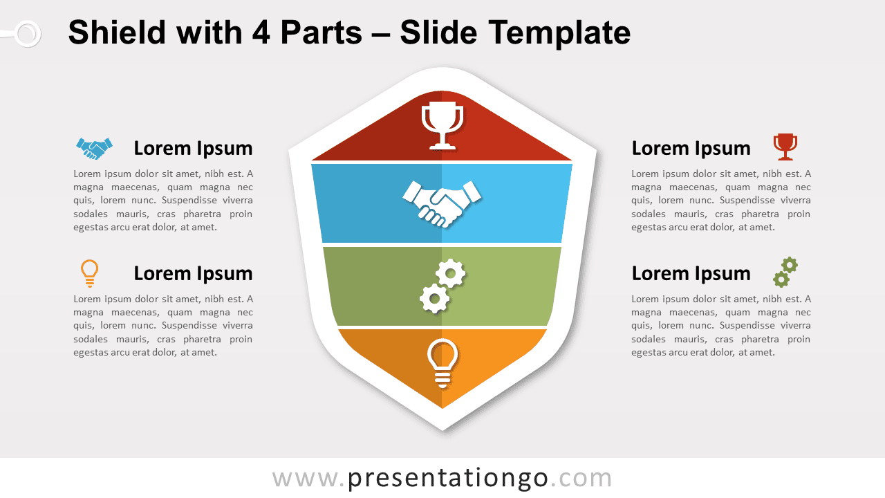 Free Shield with 4 Parts for PowerPoint and Google Slides