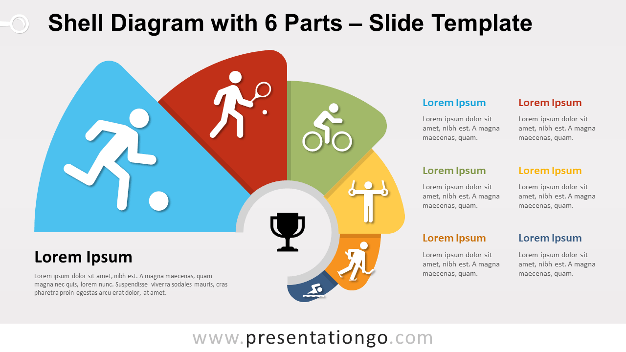 Free Shell Diagram with 6 Parts for PowerPoint and Google Slides