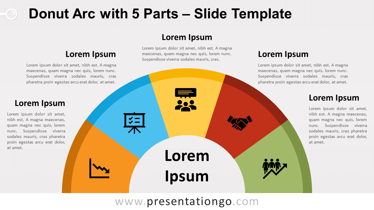 Free Donut Arc with 5 Parts for PowerPoint and Google Slides
