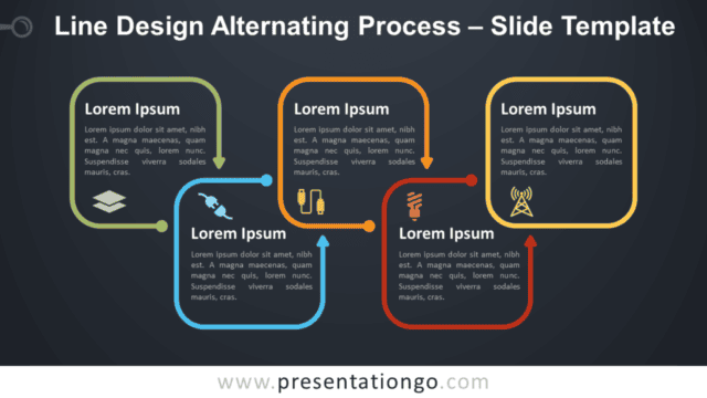 Free Line Design Alternating Process Diagram for PowerPoint and Google Slides