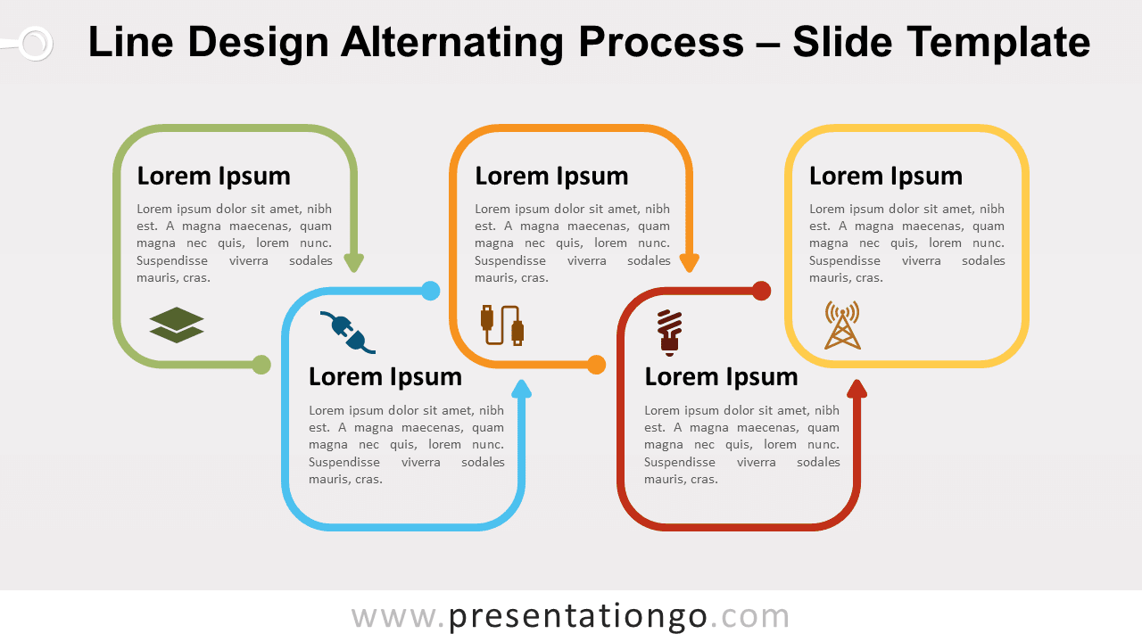 Free Line Design Alternating Process for PowerPoint and Google Slides