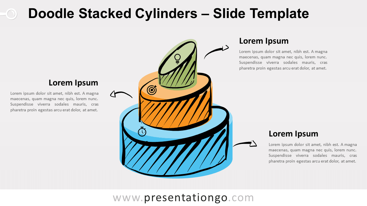 Free Doodle Stacked Cylinders Infographic for PowerPoint and Google Slides