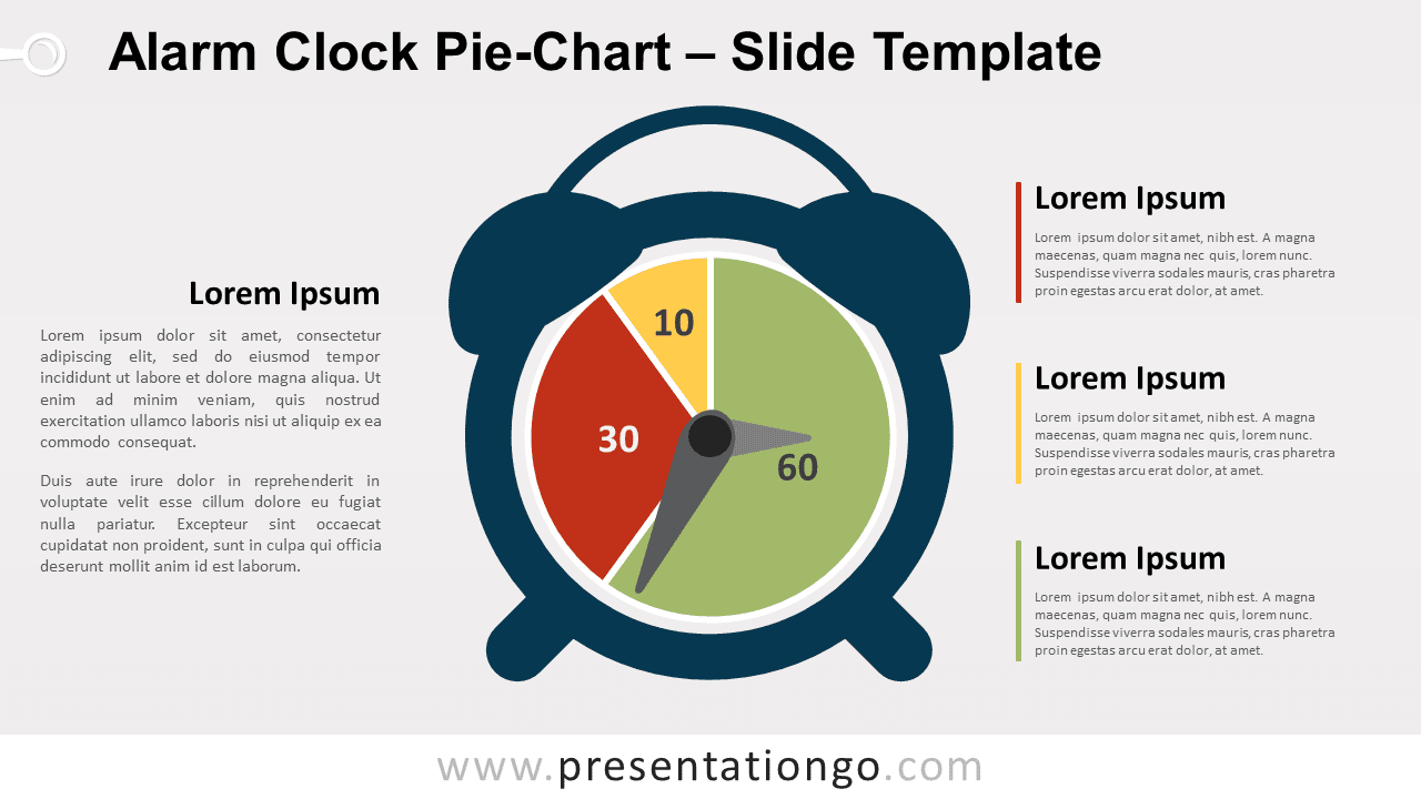 Free Alarm Clock Pie-Chart for PowerPoint and Google Slides