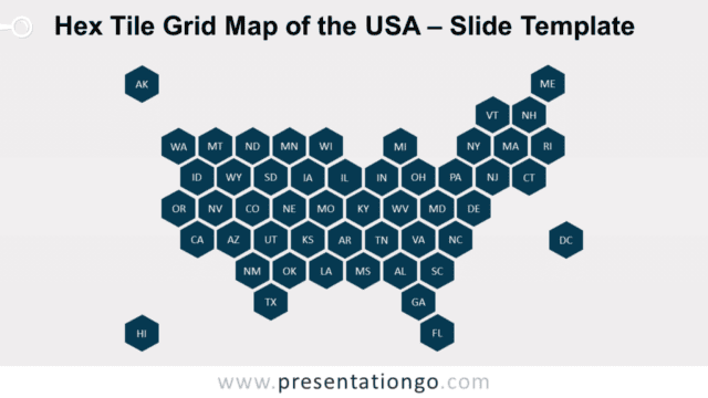 Hex Tile Grid Map of the USA for PowerPoint and Google Slides Free Hex Tile Grid Map of the USA for PowerPoint and Google Slides