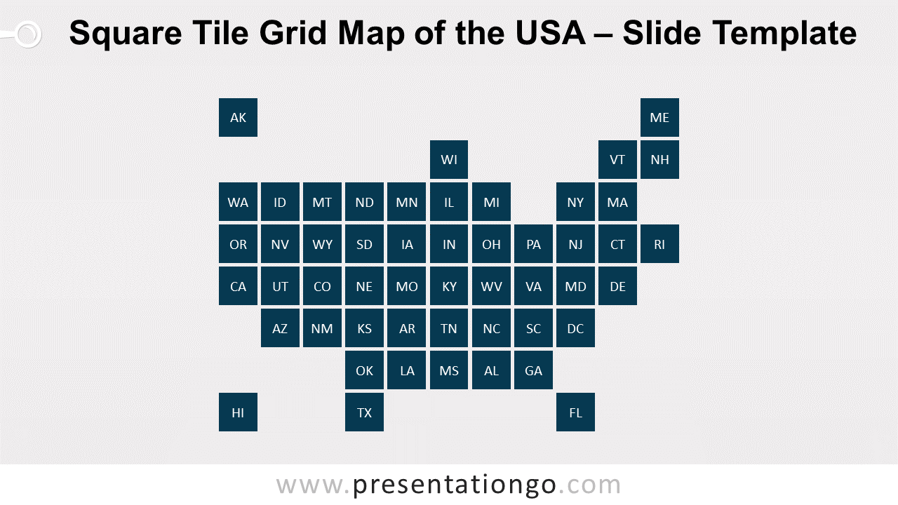 Free Square Tile Grid Map of the USA for PowerPoint and Google Slides