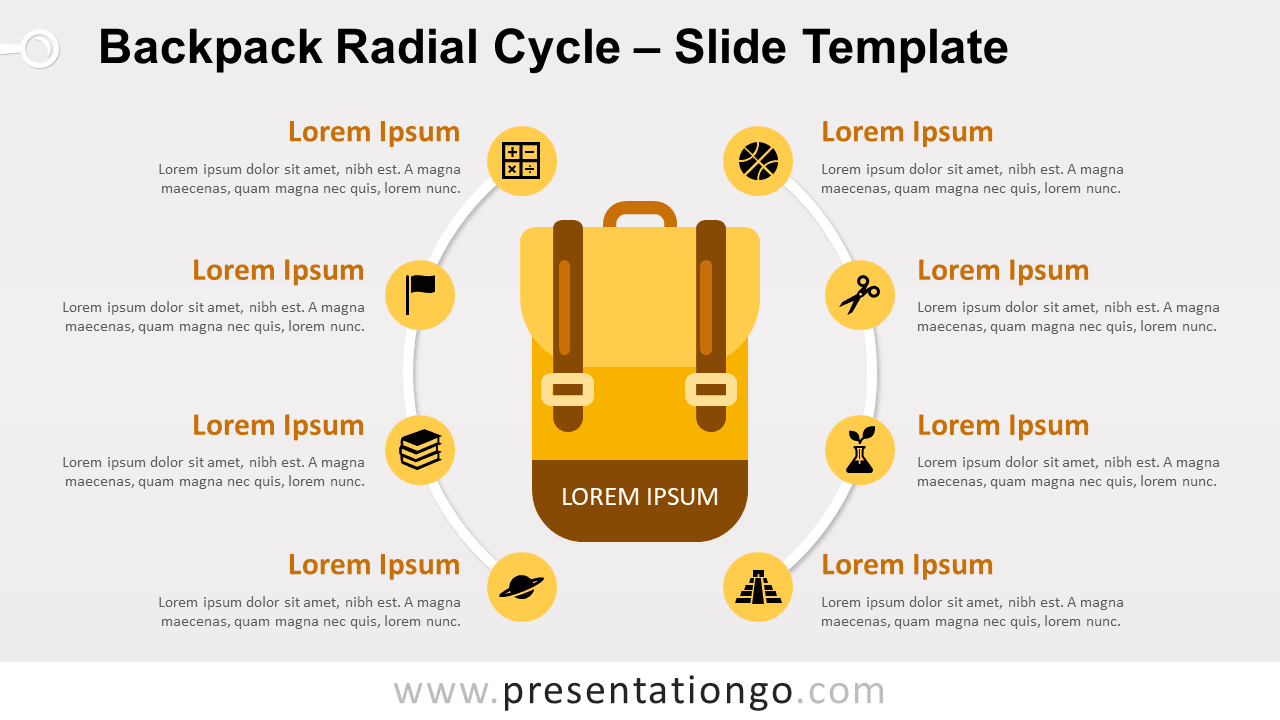 Free Backpack Radial Cycle for PowerPoint and Google Slides