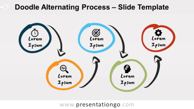 Free Doodle Alternating Process Diagram for PowerPoint and Google Slides