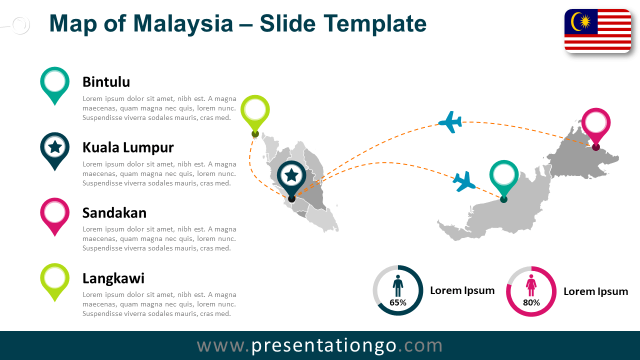 Free Malaysia Map for PowerPoint and Google Slides