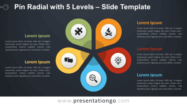 Pin Radial with 5 Levels Diagram for PowerPoint and Google Slides Free Pin Radial with 5 Levels Diagram for PowerPoint and Google Slides