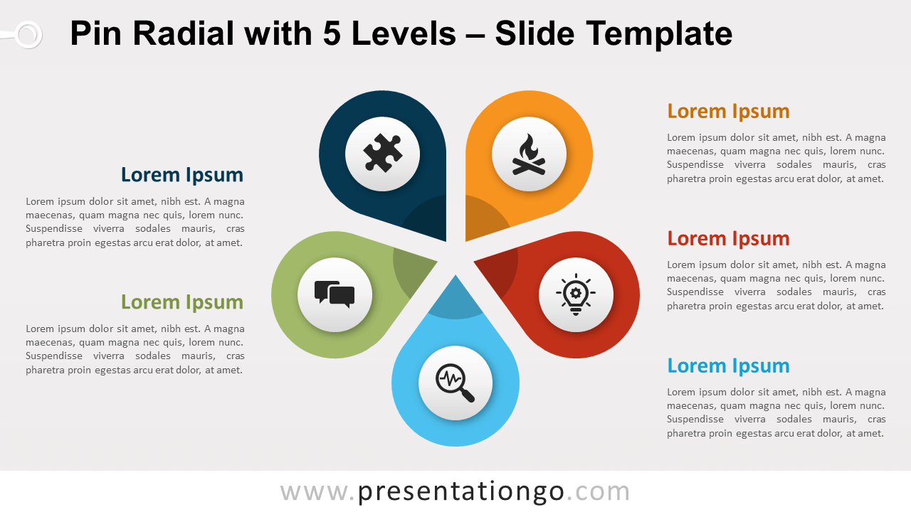 Free Pin Radial with 5 Levels for PowerPoint and Google Slides