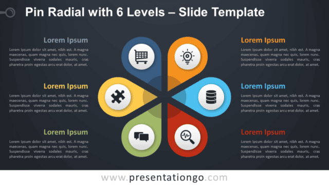 Pin Radial with 6 Levels Diagram for PowerPoint and Google Slides Free Pin Radial with 6 Levels Diagram for PowerPoint and Google Slides