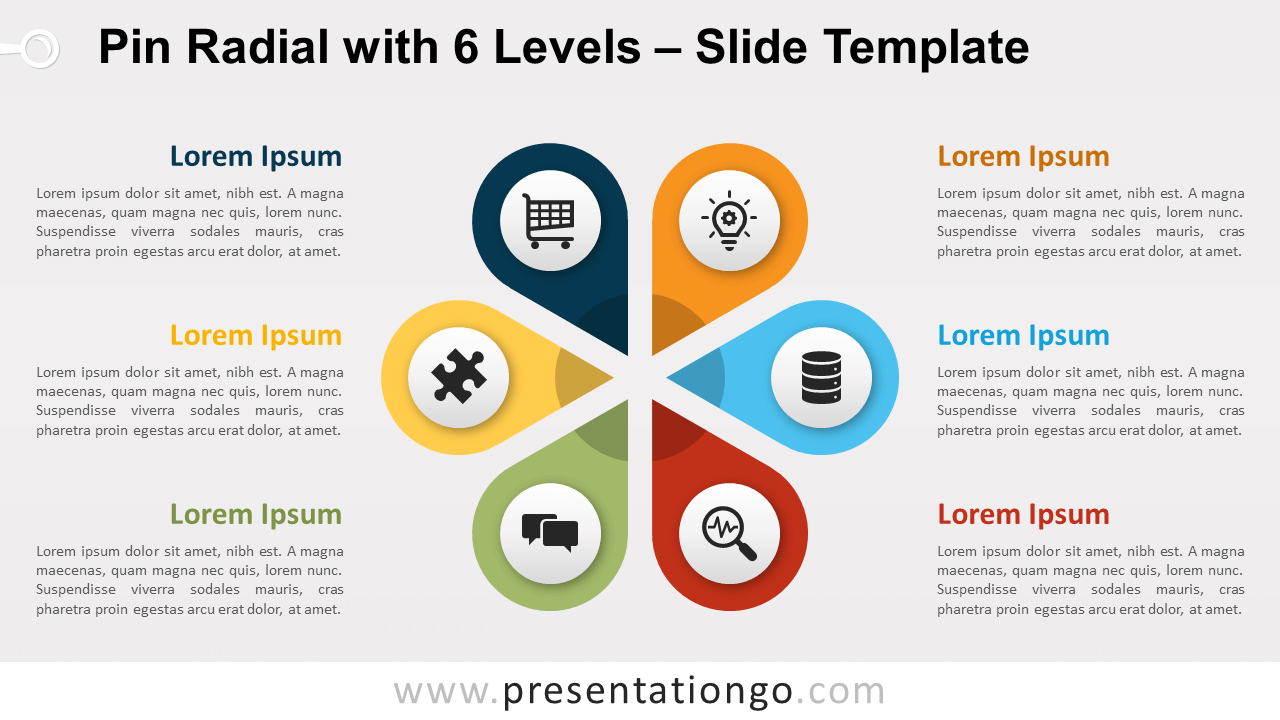 Free Pin Radial with 6 Levels for PowerPoint and Google Slides