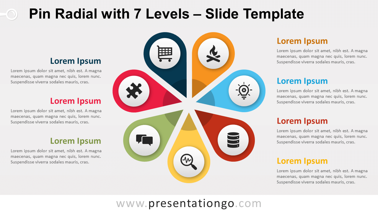 Free Pin Radial with 7 Levels for PowerPoint and Google Slides