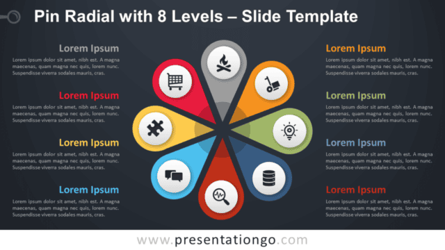 Pin Radial with 8 Levels Diagram for PowerPoint and Google Slides Free Pin Radial with 8 Levels Diagram for PowerPoint and Google Slides