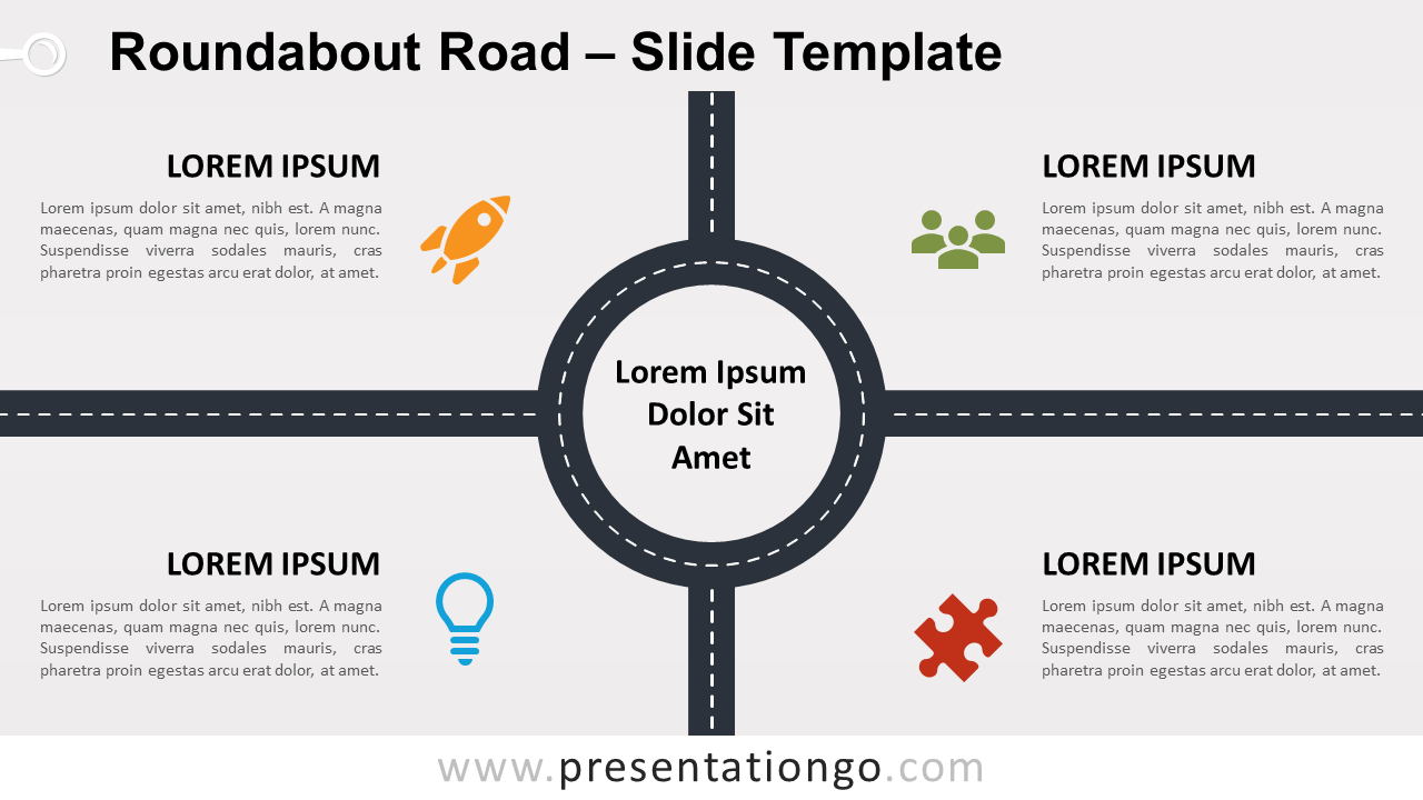 Free Roundabout Road for PowerPoint and Google Slides