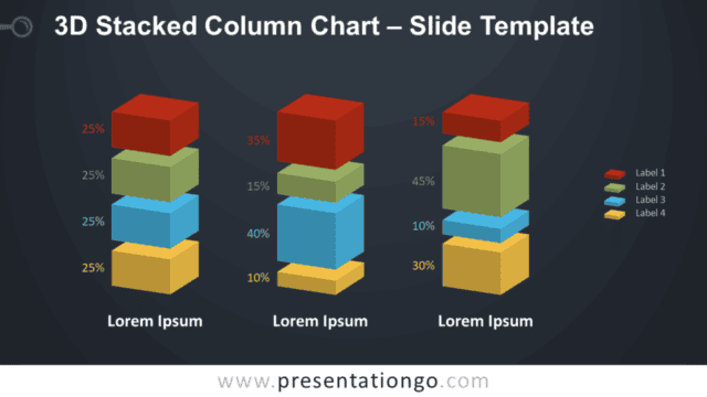 Free 3D Stacked Column Chart Diagram for PowerPoint and Google Slides