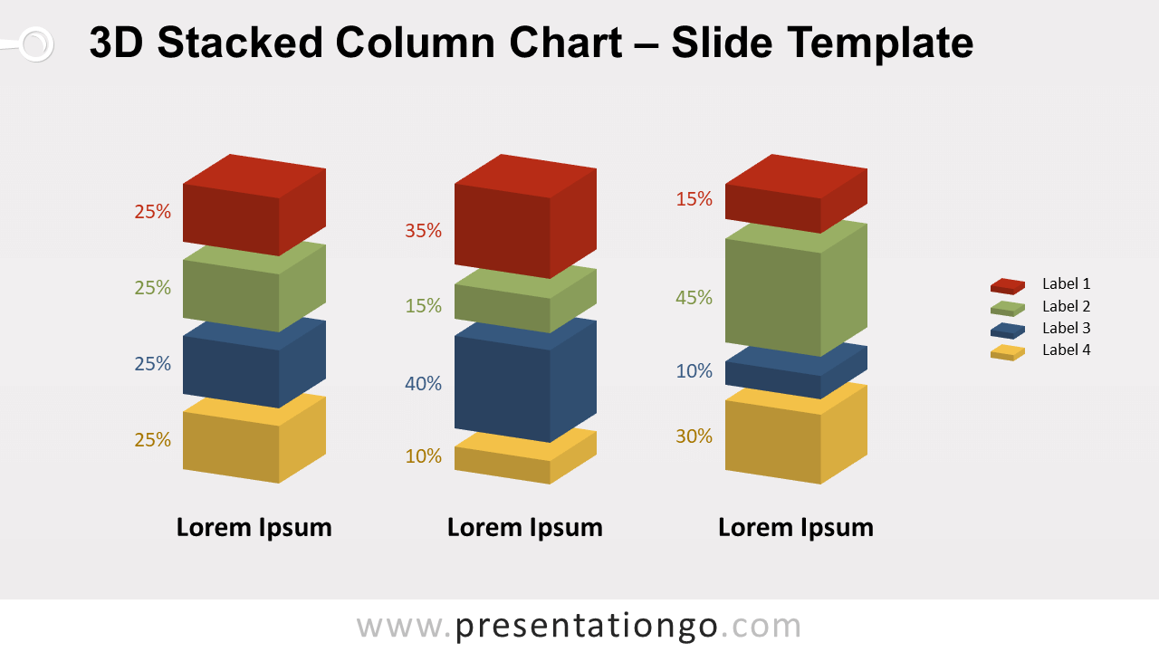 Free 3D Stacked Column Chart for PowerPoint and Google Slides