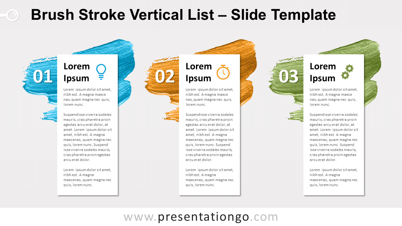 Free Brush Stroke Vertical List for PowerPoint Google Slides