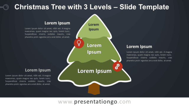 Free Christmas Tree with 3 Levels Diagram for PowerPoint Google Slides