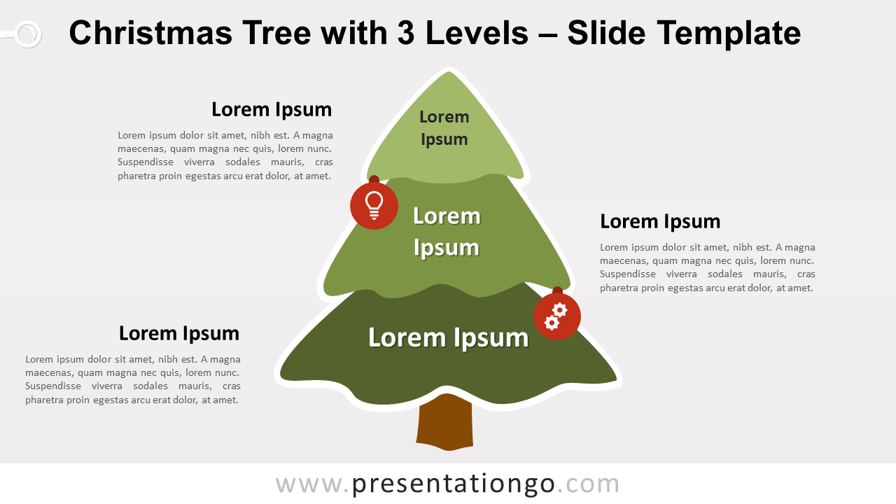 Free Christmas Tree with 3 Levels for PowerPoint Google Slides