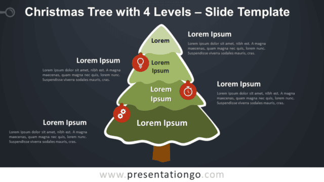 Free Christmas Tree with 4 Levels Diagram for PowerPoint Google Slides