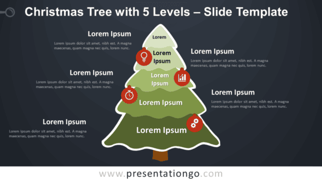 Free Christmas Tree with 5 Levels Diagram for PowerPoint Google Slides