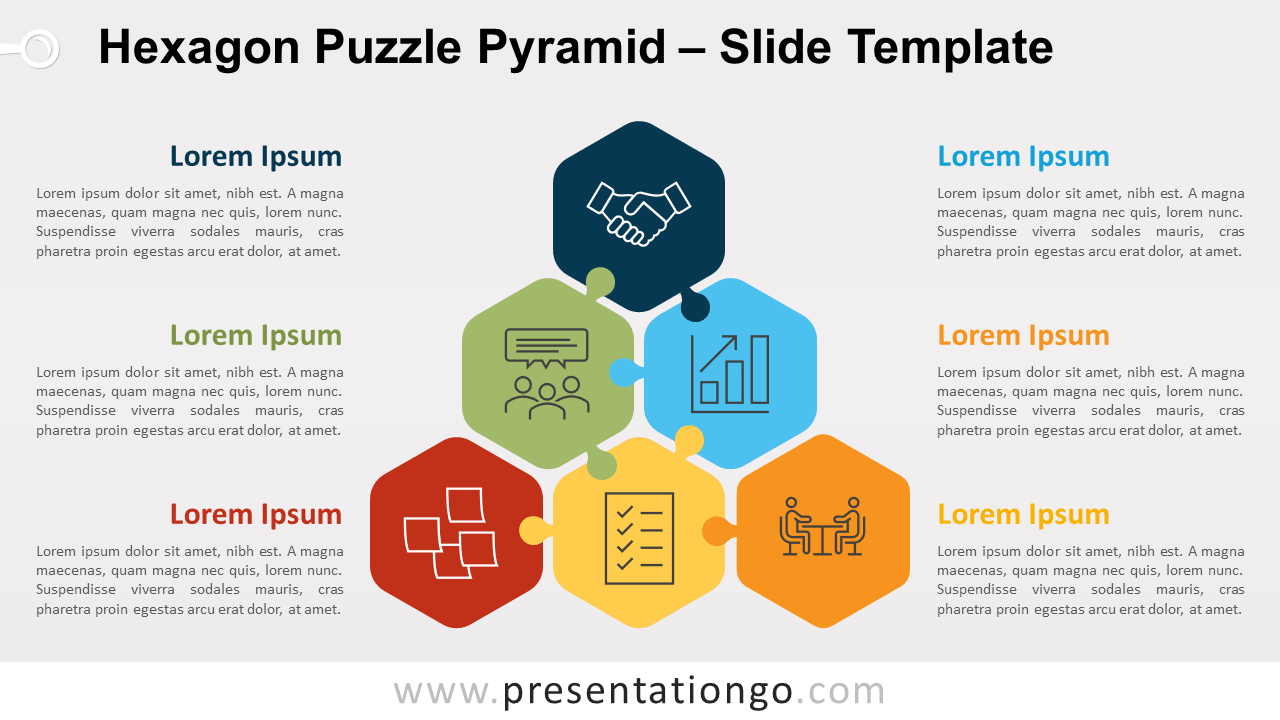 Free Hexagon Puzzle Pyramid for PowerPoint and Google Slides