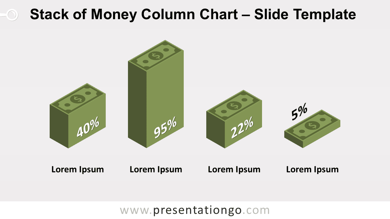 Free Stack Money Column Chart for PowerPoint and Google Slides
