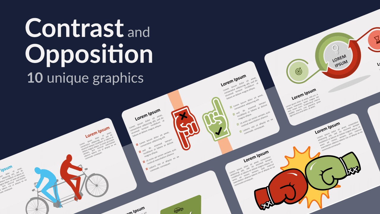 Contrast and Opposition - 10 Unique Graphics for Presentations