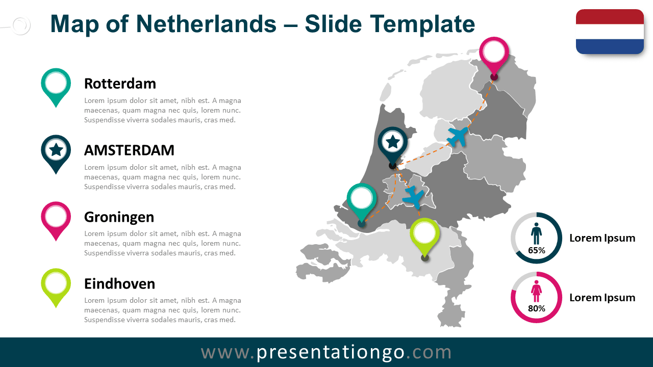 Free Map of Netherlands for PowerPoint and Google Slides