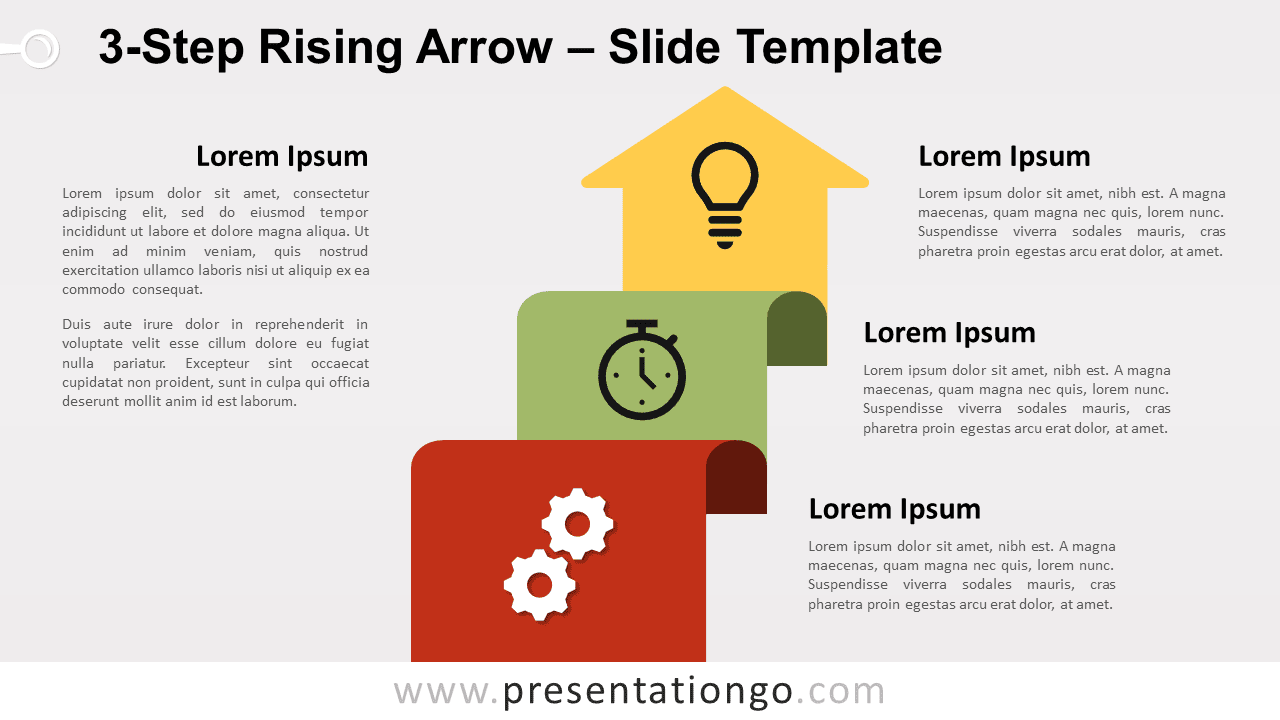 Free 3-Step Rising Arrow for PowerPoint and Google Slides