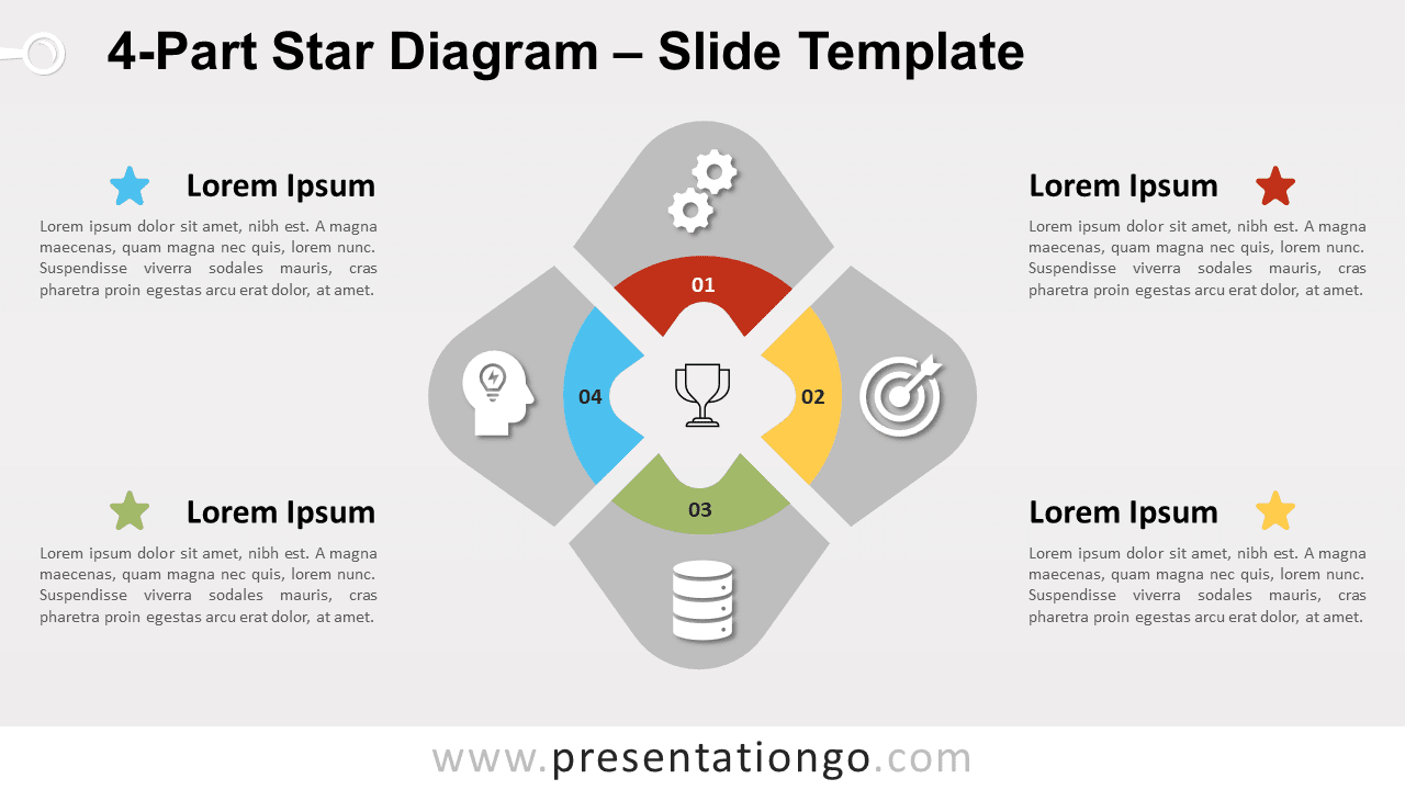 Free 4-Part Star Diagram for PowerPoint and Google Slides