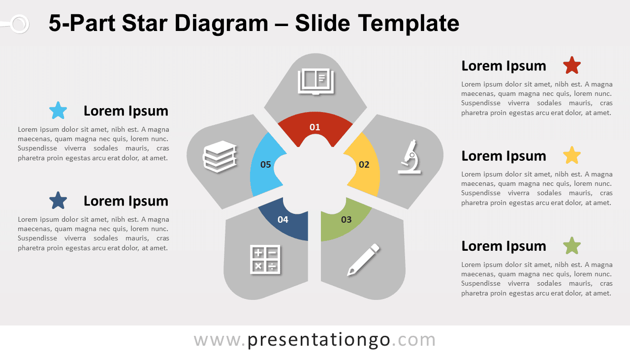 Free 5-Part Star Diagram for PowerPoint and Google Slides