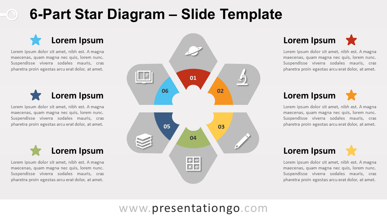 Free 6-Part Star Diagram for PowerPoint and Google Slides