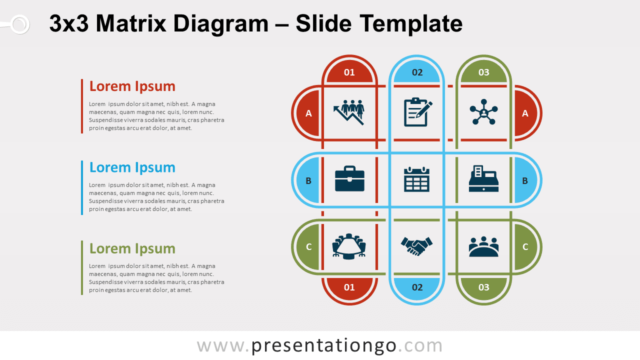 Free 3x3 Matrix Diagram for PowerPoint and Google Slides