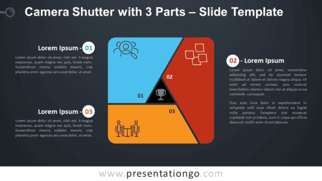Camera Shutter with 3 Parts Diagram for PowerPoint and Google Slides Free Camera Shutter with 3 Parts Diagram for PowerPoint and Google Slides