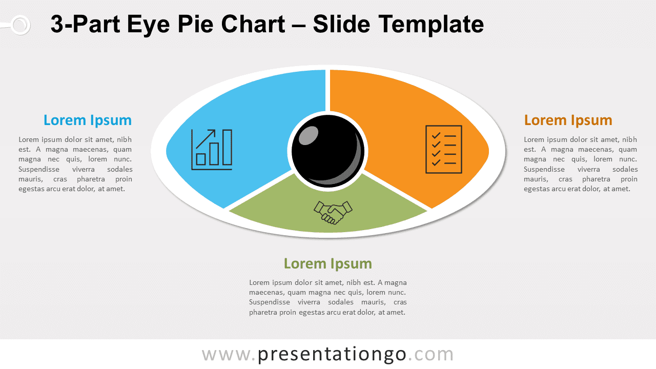 3-Part Eye Pie Chart for PowerPoint and Google Slides